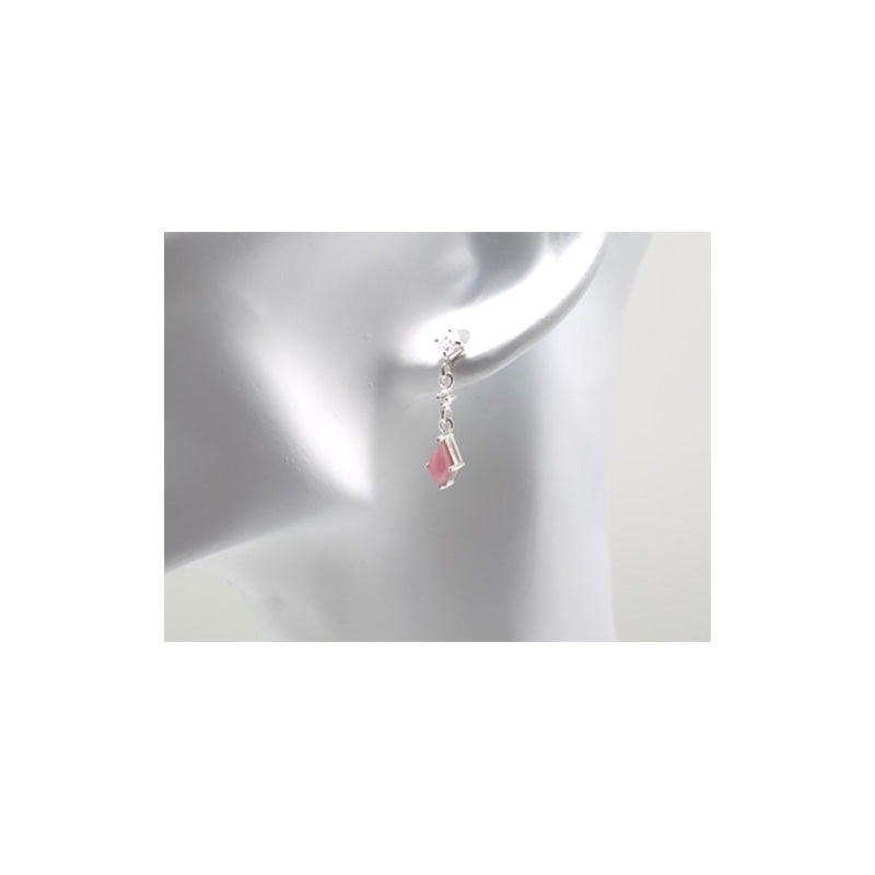 インカローズ×キュービックジルコニア・シルバーピアス(左右セット)