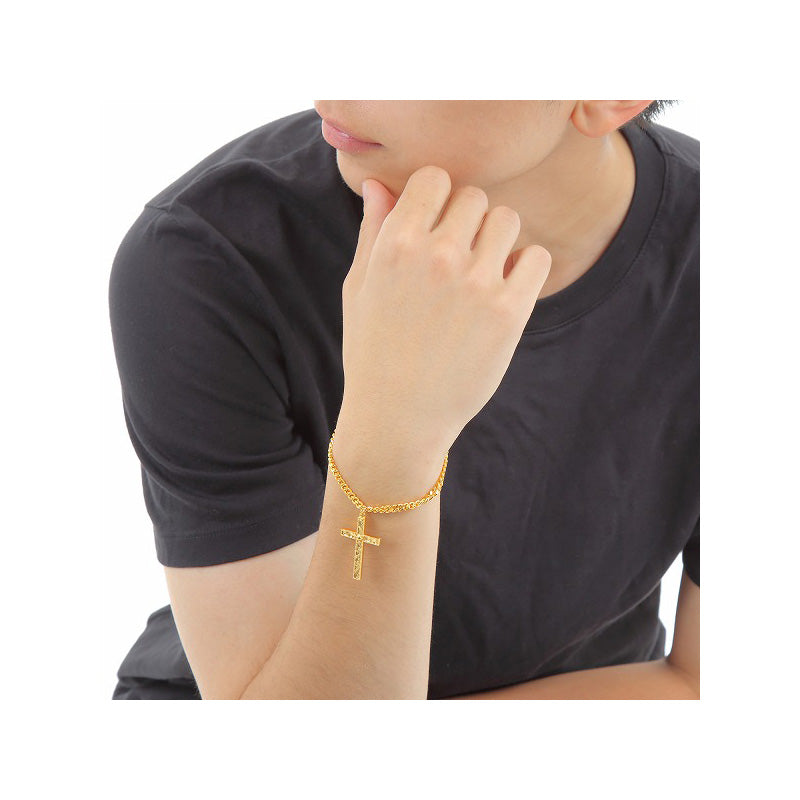 スタイルオンステージ STYLE ON STAGE メンズ シルバー925 クロスブレスレット(ゴールド)